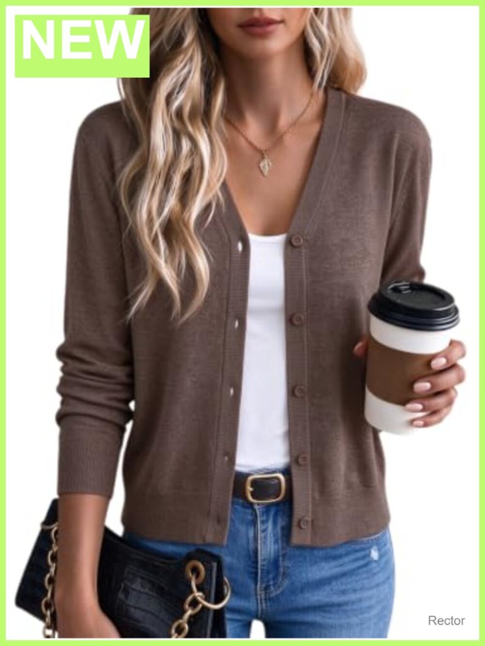 Wool Blend Cardigan Sweater Button V-Neck Long Sleeve Business Casual